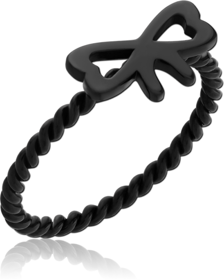 BLACK PVD COATED SURGICAL STEEL WIRE CUT RING