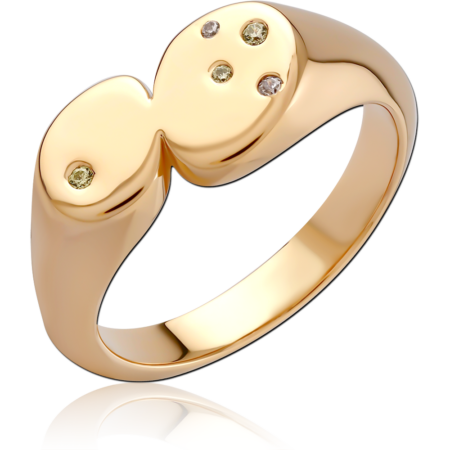 STERLING SILVER 925 18K GOLD PLATED JEWELED RING