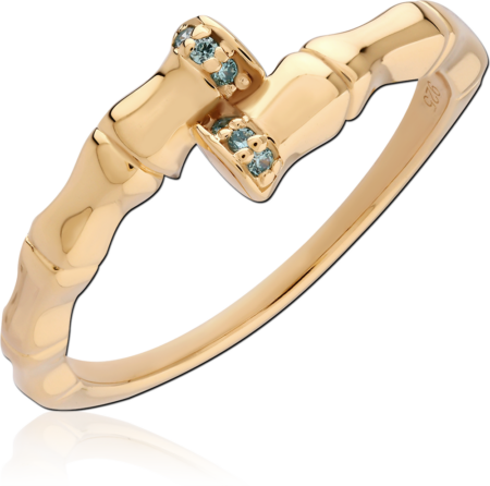 STERLING SILVER 925 18K GOLD PLATED JEWELED RING