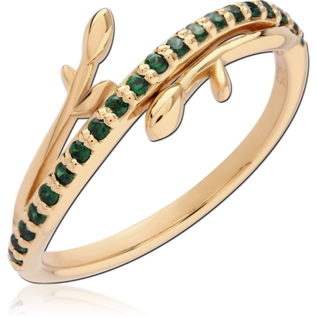 STERLING SILVER 925 18K GOLD PLATED JEWELED RING