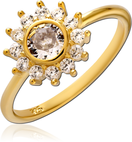 STERLING SILVER 925 GOLD PLATED 18K JEWELED RING