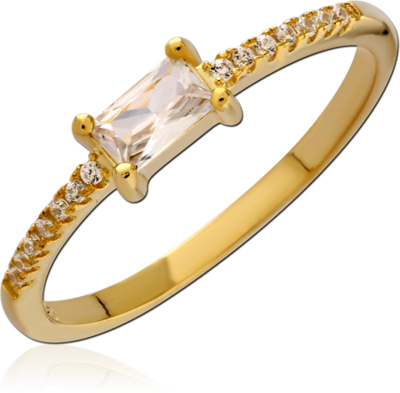 STERLING SILVER 925 GOLD PLATED 18K JEWELED RING