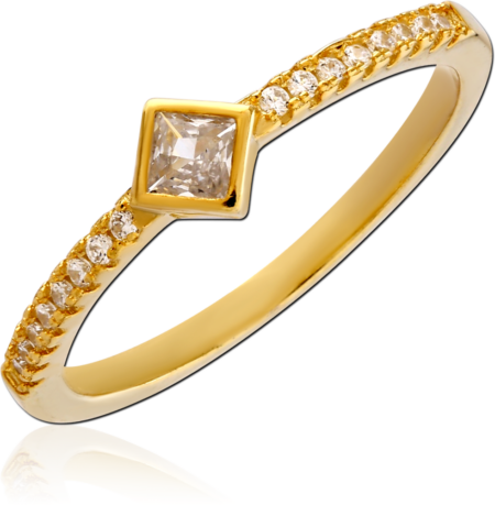 STERLING SILVER 925 GOLD PLATED 18K JEWELED RING