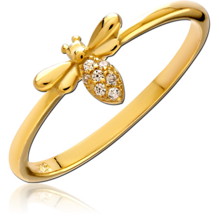 STERLING SILVER 925 GOLD PLATED 18K JEWELED RING