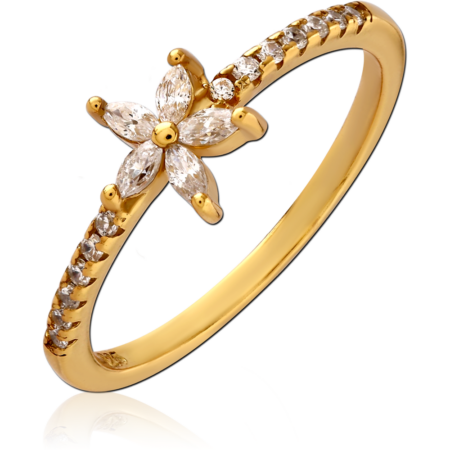 STERLING SILVER 925 GOLD PLATED 18K JEWELED RING