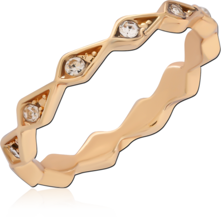 STERLING SILVER 925 GOLD PLATED 18K JEWELED RING