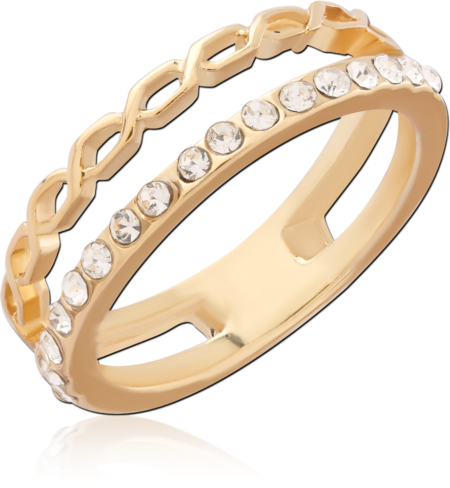 STERLING SILVER 925 GOLD PLATED 18K JEWELED RING