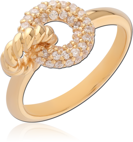 STERLING SILVER 925 18K GOLD PLATED JEWELED RING