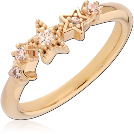 STERLING SILVER 925 18K GOLD PLATED JEWELED RING