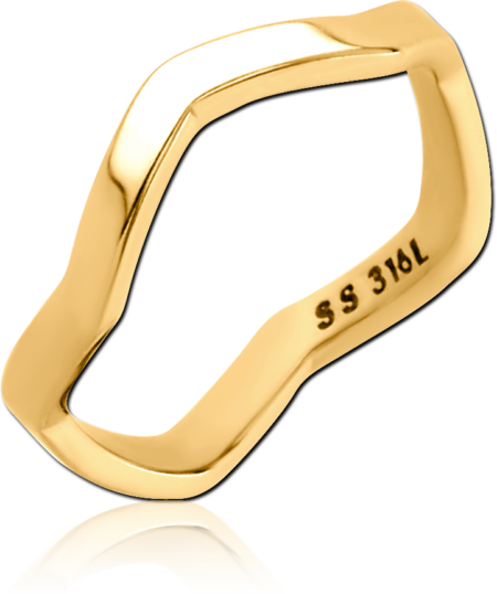 GOLD PVD COATED SURGICAL STEEL RING - DEFORMED