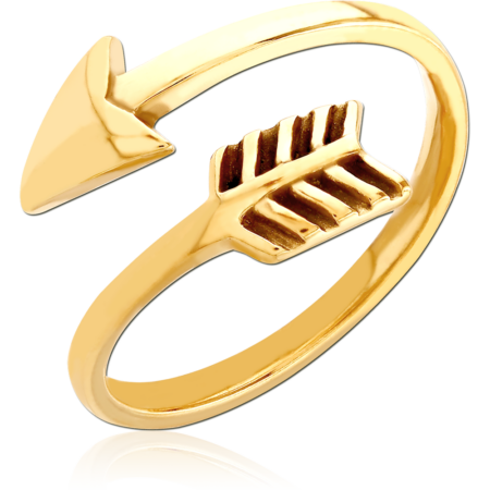 GOLD PVD COATED SURGICAL STEEL OPEN RING - ARROW
