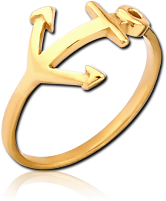 GOLD PVD COATED SURGICAL STEEL RING - ANCHOR