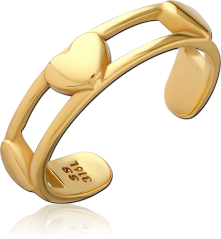 GOLD PVD COATED SURGICAL STEEL OPEN RING - OPEN WITH CENTER HEART