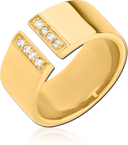 GOLD PVD COATED SURGICAL STEEL JEWELED RING