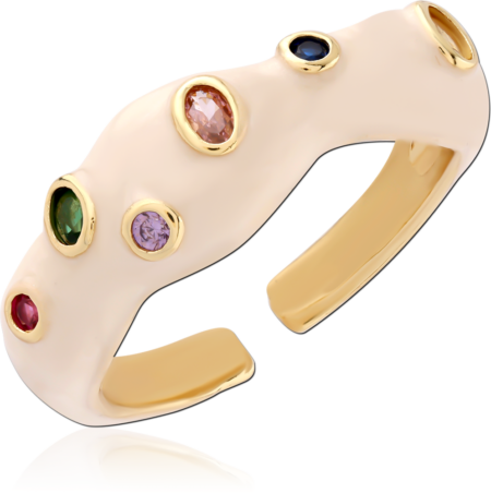 STERLING SILVER 925 GOLD PLATED JEWELED RING