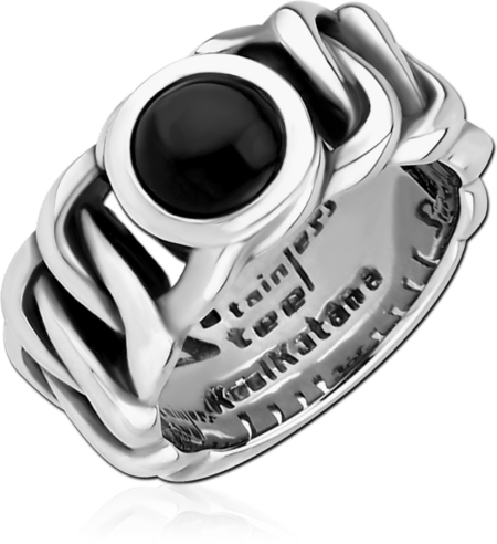 SURGICAL STEEL KOOL KATANA RING WITH ONYX
