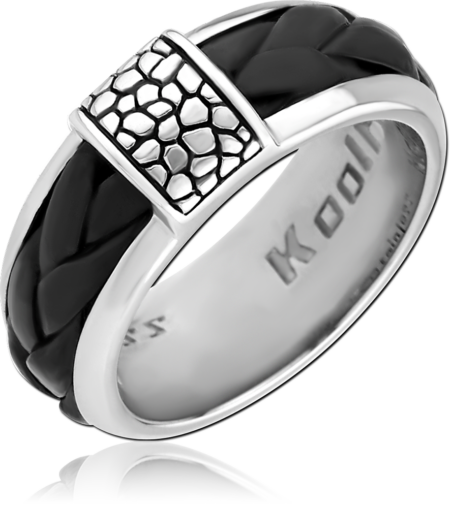 SURGICAL STEEL KOOL KATANA RING WITH LEATHER