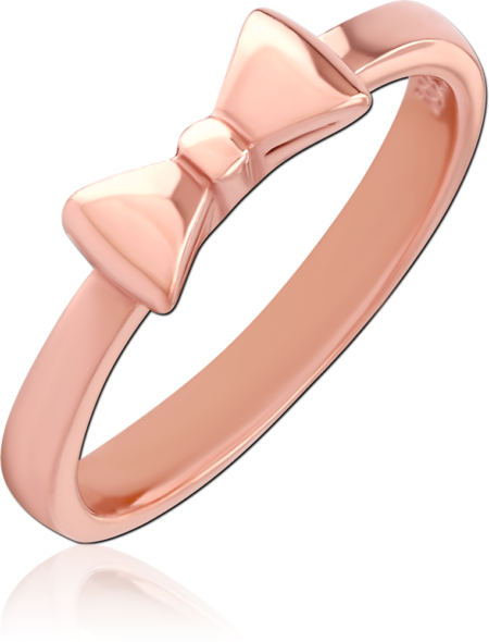 ROSE GOLD PVD COATED SURGICAL STEEL RING - BOW
