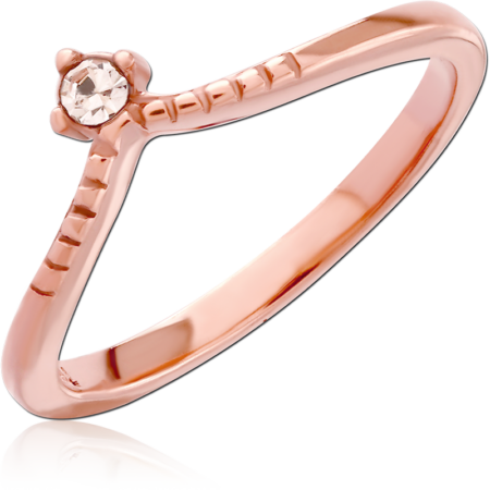 ROSE GOLD PVD COATED SURGICAL STEEL JEWELED RING
