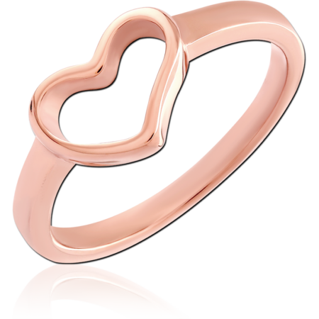 ROSE GOLD PVD COATED SURGICAL STEEL RING - HEART