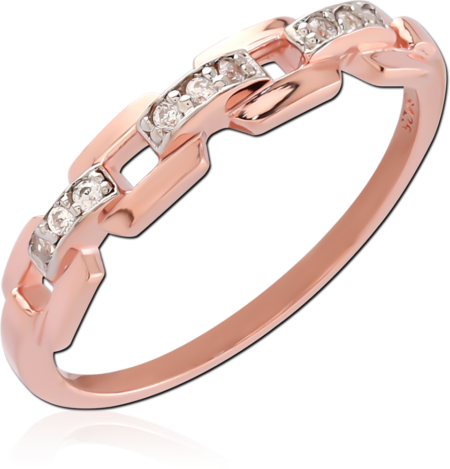 STERLING SILVER 925 ROSE GOLD PLATED JEWELED RING