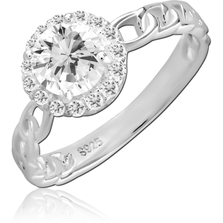 STERLING SILVER 925 PLATED JEWELED RING