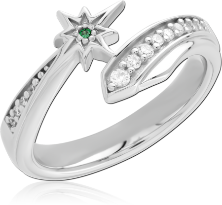 STERLING SILVER 925 RHODIUM PLATED JEWELED RING