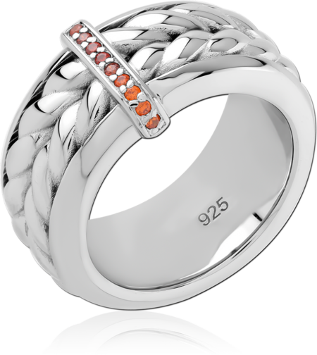 STERLING SILVER 925 RHODIUM PLATED JEWELED RING