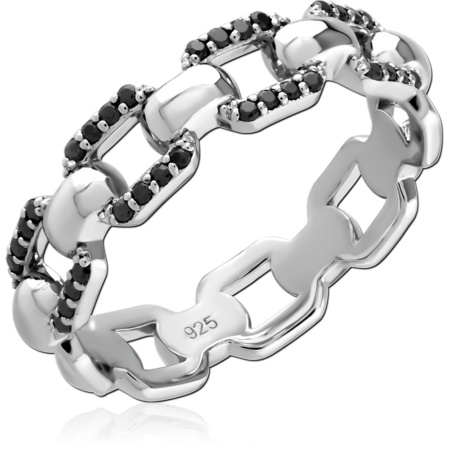 STERLING SILVER 925 RHODIUM PLATED JEWELED RING