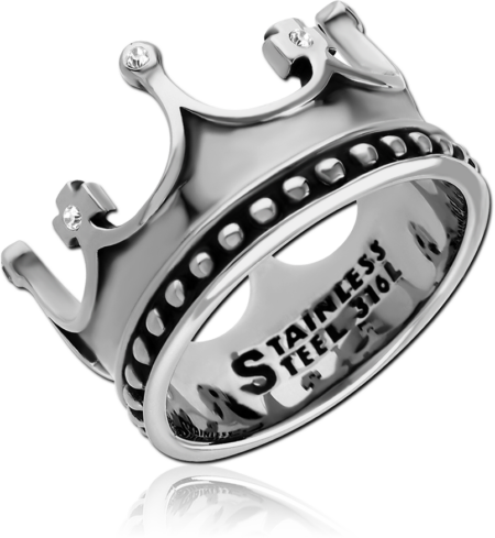 SURGICAL STEEL JEWELED RING - CROWN