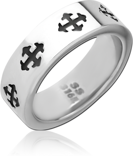 SURGICAL STEEL RING - CROSSES