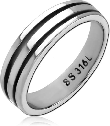 SURGICAL STEEL RING - TWO STRIPES