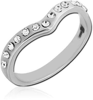 SURGICAL STEEL JEWELED RING - V SHAPE