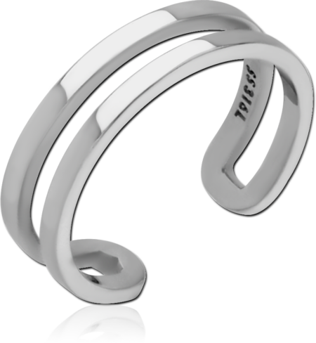 SURGICAL STEEL OPEN TWO STRIPES RING