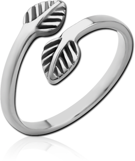 SURGICAL STEEL OPEN RING - LEAF