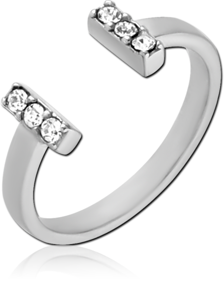 SURGICAL STEEL JEWELED OPEN RING