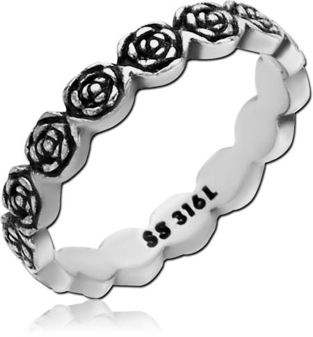 SURGICAL STEEL RING - ROSES