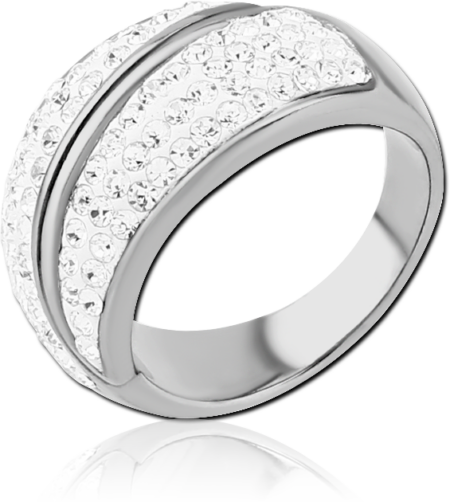 SURGICAL STEEL RING WITH VALUE JEWELED CRYSTALINE