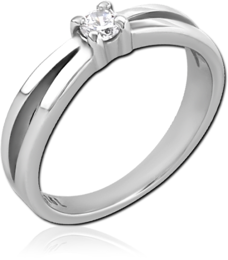 SURGICAL STEEL JEWELED RING - TWO BAND WITH CENTER STONE