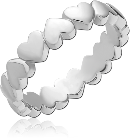 SURGICAL STEEL RING - HEARTS