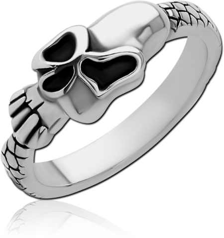 SURGICAL STEEL RING - THIN BAND SKULL