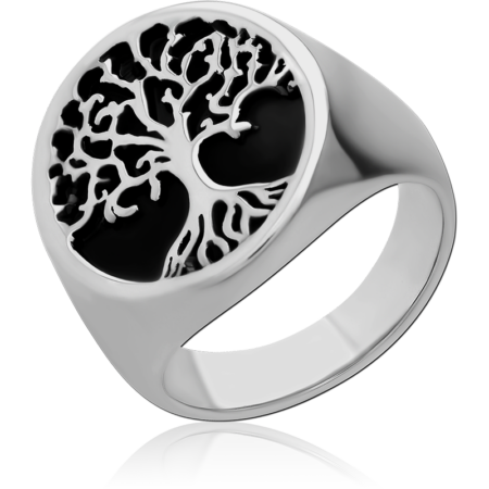 SURGICAL STEEL RING - HIGHLIGHT TREE OF LIFE