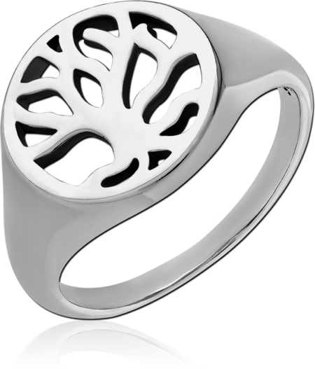 SURGICAL STEEL RING - CUT OUT TREE OF LIFE