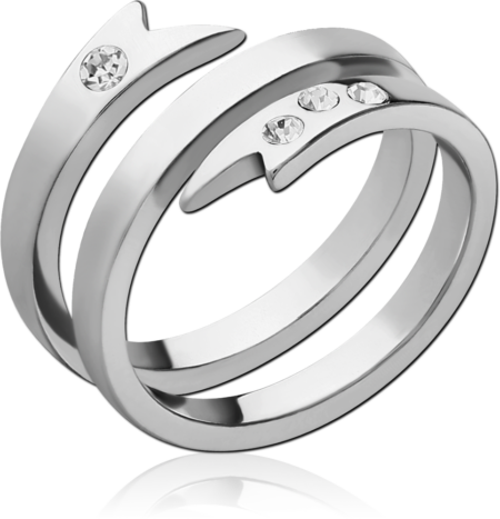 SURGICAL STEEL JEWELED RING - TREE STRIP RIBBON