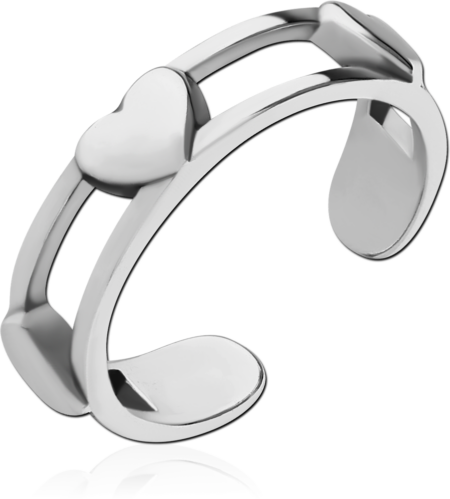 SURGICAL STEEL OPEN RING - OPEN WITH CENTER HEART