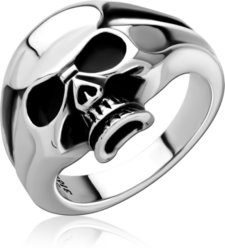 SURGICAL STEEL RING - WIDE CENTER SKULL