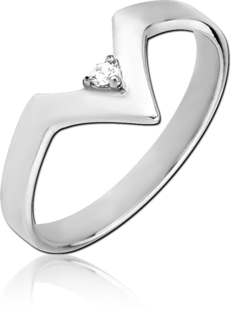 SURGICAL STEEL JEWELED RING - V SHAPE AND TOP STONE