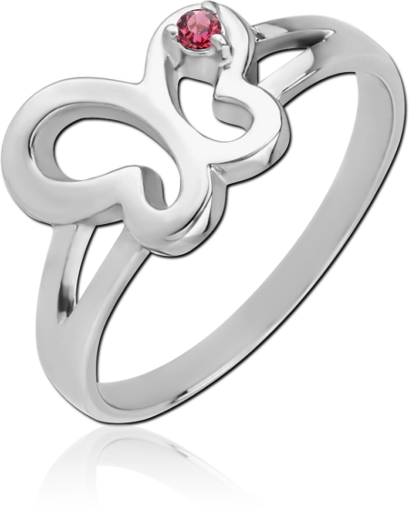 SURGICAL STEEL JEWELED RING - UNEVEN BUTTERFLY