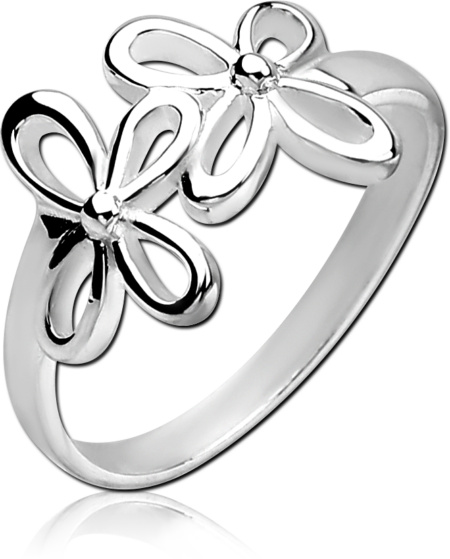 STERLING SILVER 925 RING - TWO FLOWERS