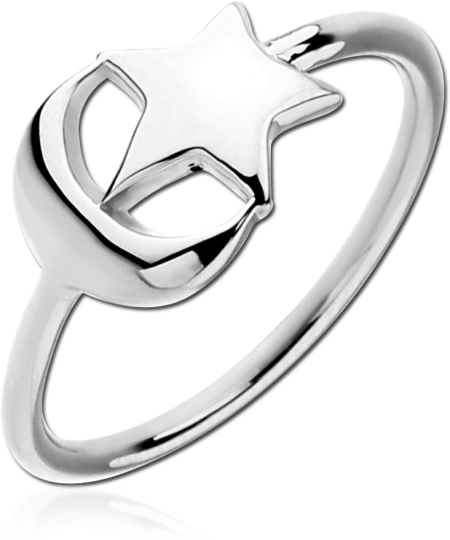 STERLING SILVER 925 RING - CRESCENT AND STAR